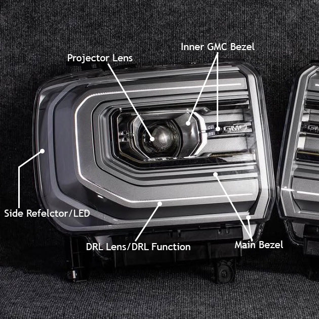 GMC Sierra C-Bar OEM Projector Headlights (2016-2019 HD / 1500)