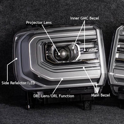 GMC Sierra C-Bar OEM Projector Headlights (2016-2019 HD / 1500)